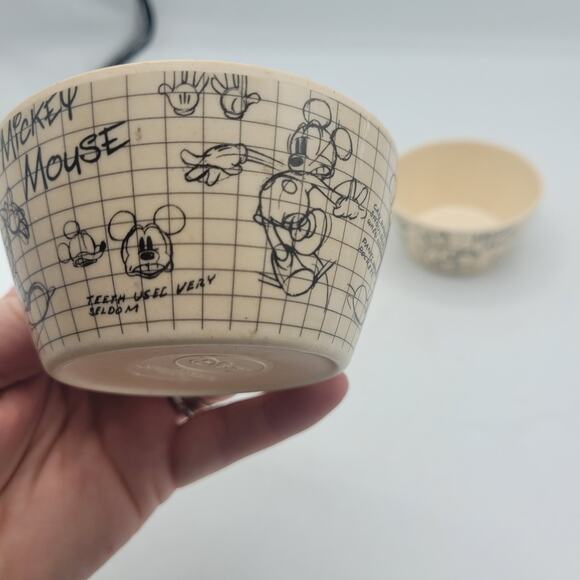 Lot of 2 Disney Sketchbook Bamboo Mickey Tidbit Bowls - Picture 4 of 7